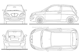 Lancia Ypsilon - DWG, CAD Block, drawing
