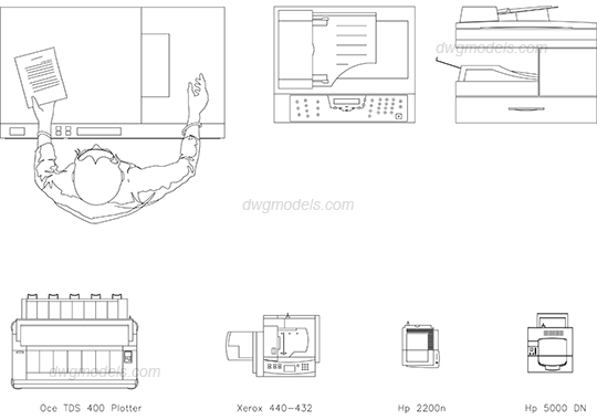 Photocopier dwg, CAD Blocks, free download.