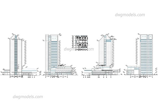 Hotel elevation - DWG, CAD Block, drawing
