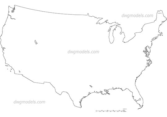 USA map free dwg model