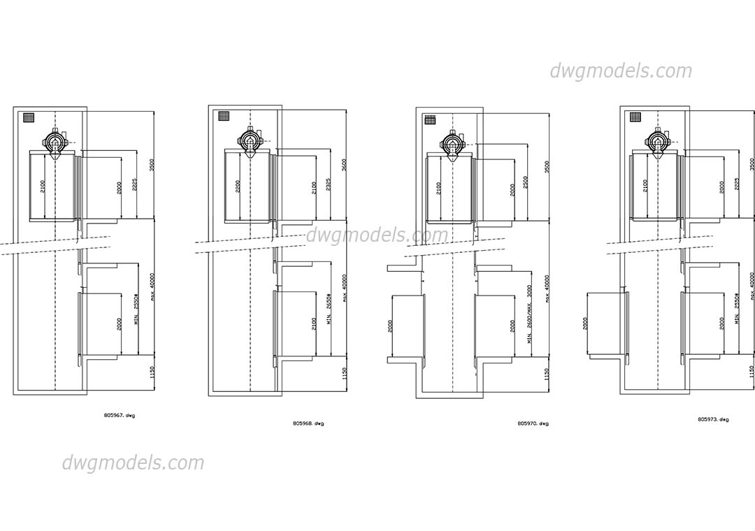 Elevators Kone section cabin dwg, CAD Blocks, free download.