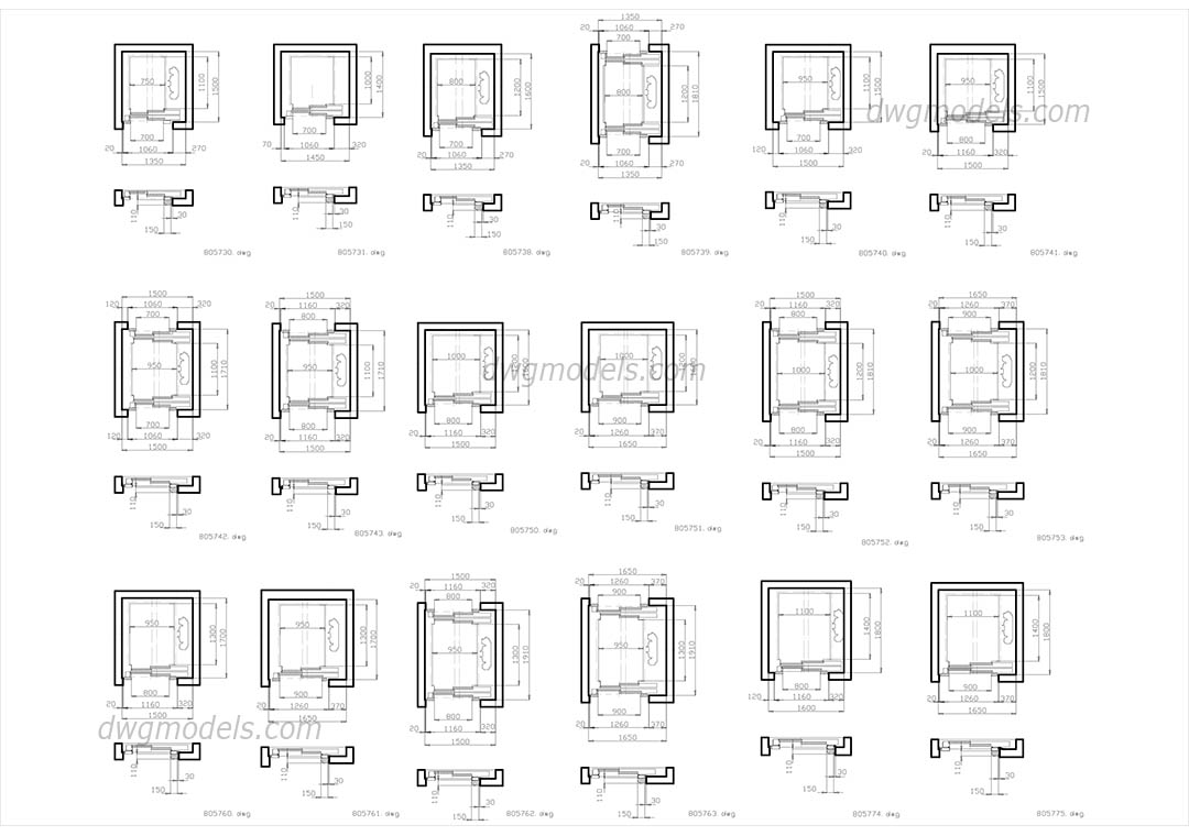 Elevators Kone. Part 1 dwg, CAD Blocks, free download.