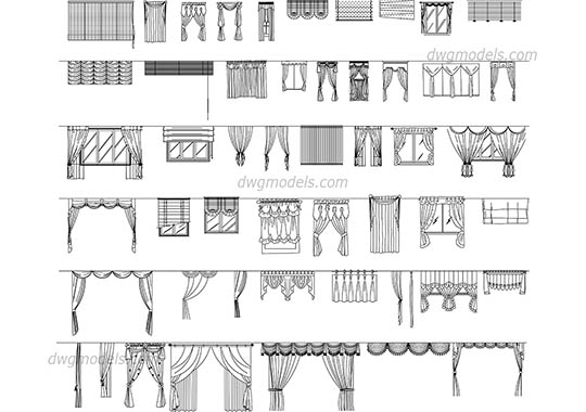 Curtains set - DWG, CAD Block, drawing