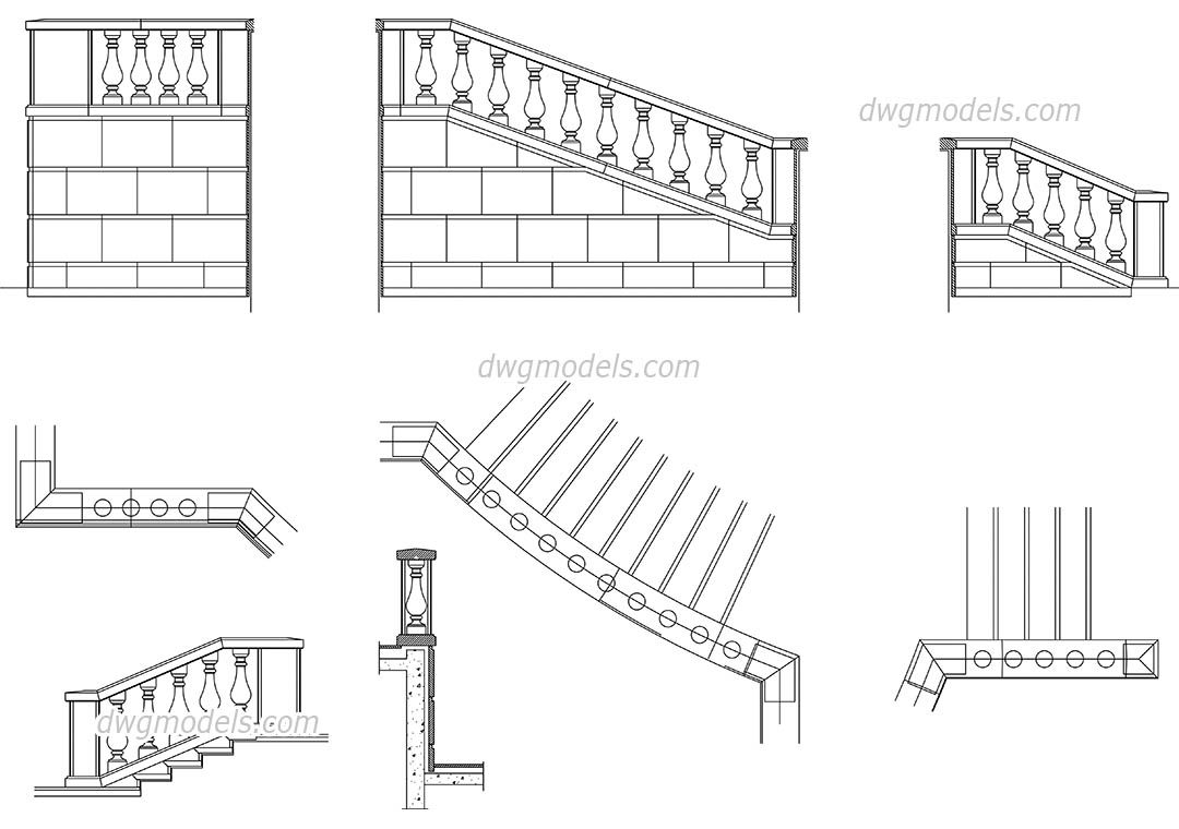 Balustrade dwg, CAD Blocks, free download.