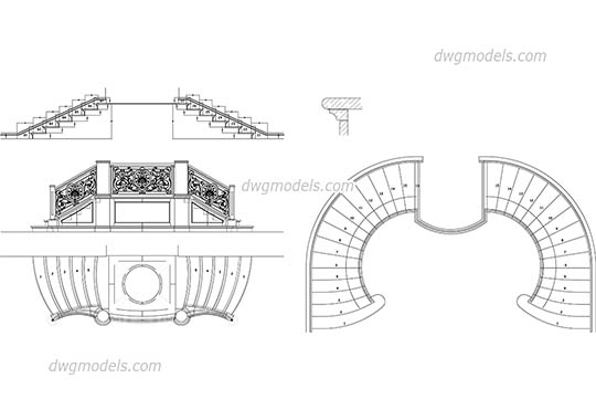 Baroque staircase dwg, cad file download free