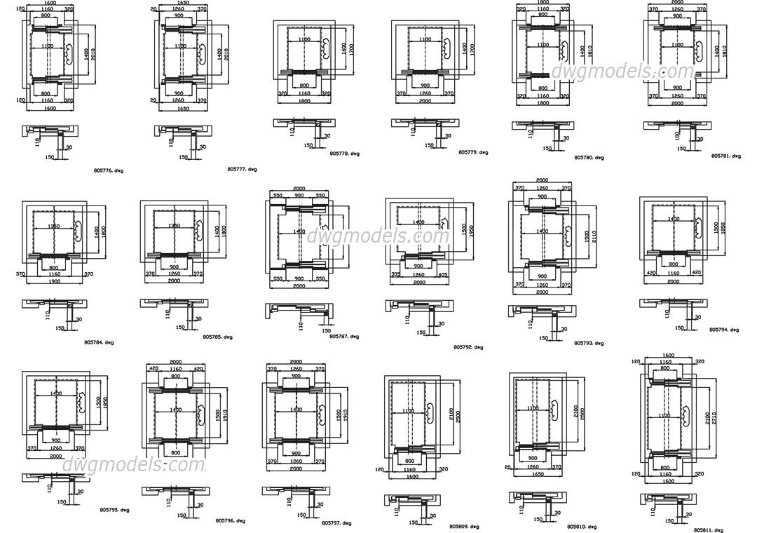 Elevators Kone. Part 2 dwg, CAD Blocks, free download.
