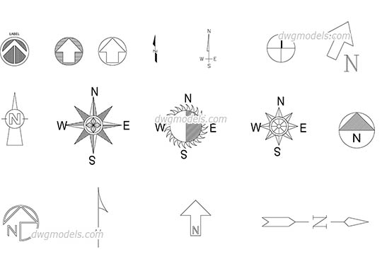 North symbol - DWG, CAD Block, drawing