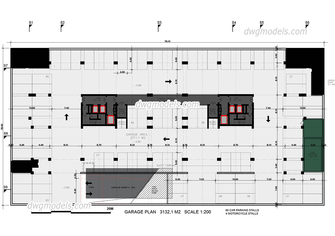 Garage plan dwg, CAD Blocks, free download.