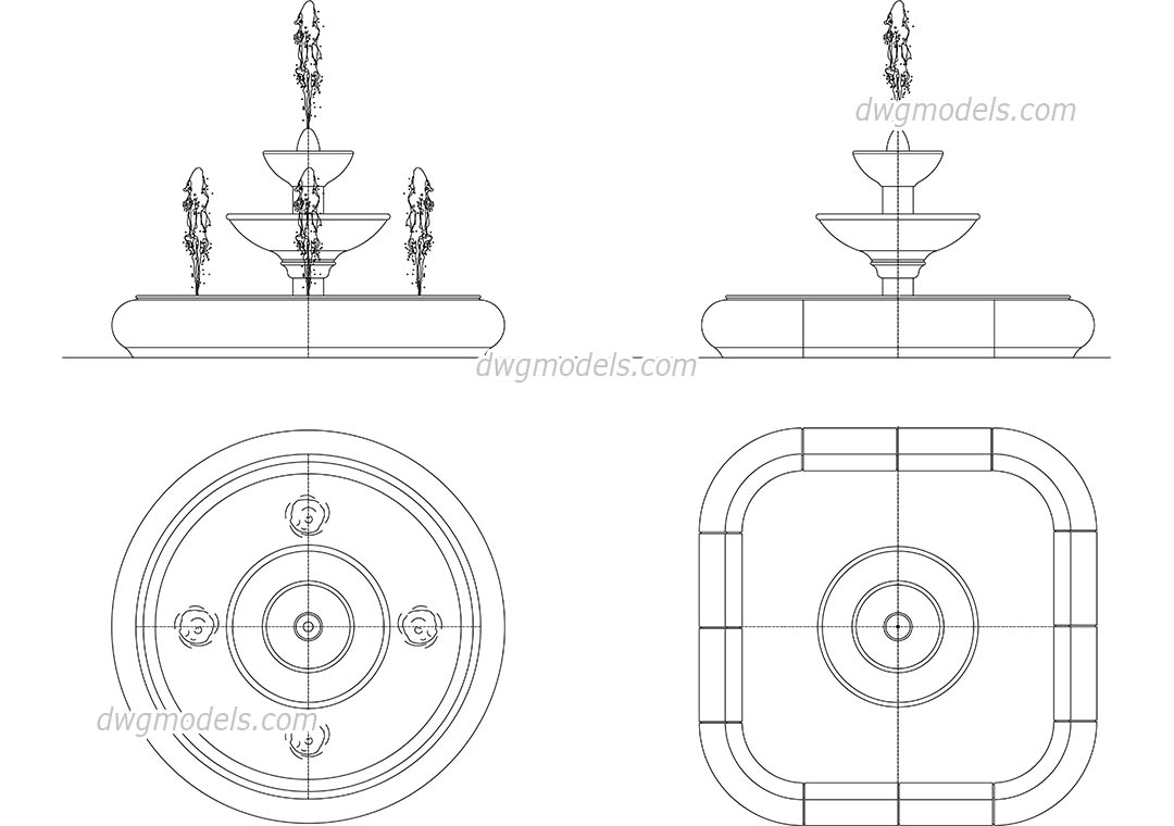 Fountain dwg, CAD Blocks, free download.