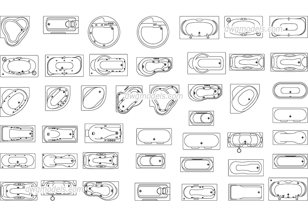 Ideal Standart bathtub dwg, CAD Blocks, free download.