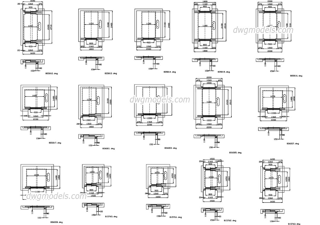 Elevators Kone. Part 3 dwg, CAD Blocks, free download.
