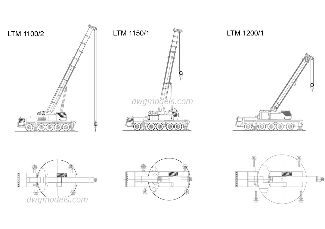 Cranes Liebherr dwg, CAD Blocks, free download.