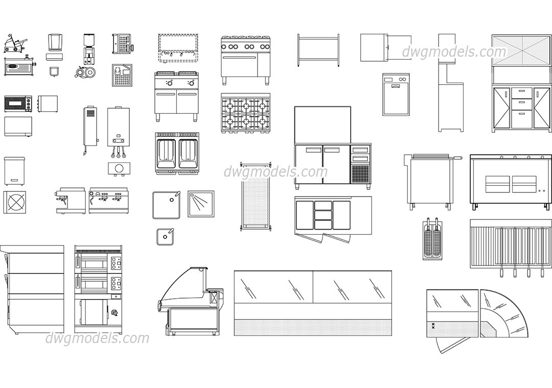 Bar supplies and equipment dwg, CAD Blocks, free download.