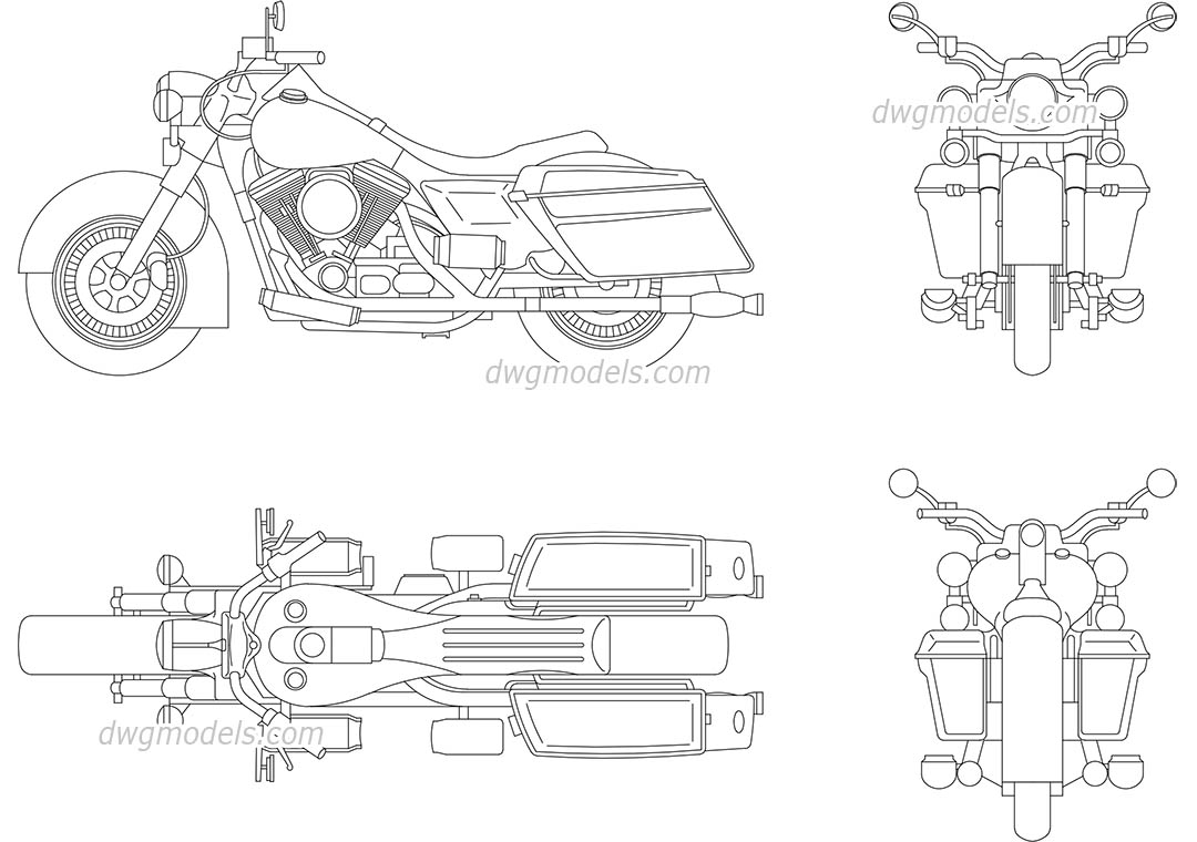 Harley Davidson dwg, CAD Blocks, free download.