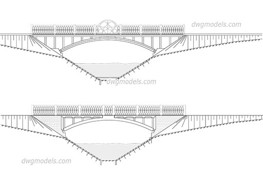 Bridge elevation view - DWG, CAD Block, drawing