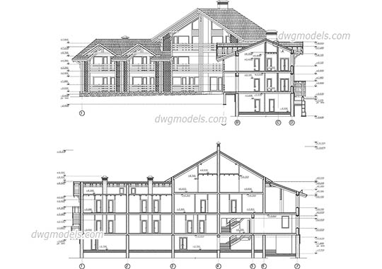 Wooden hotel dwg, cad file download free