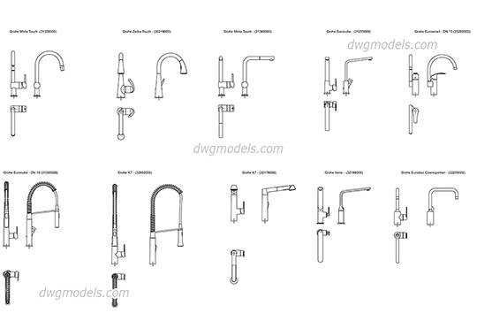 Grohe kitchen faucets dwg, cad file download free