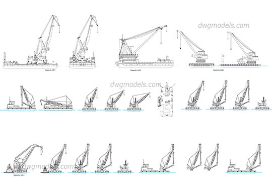 Floating cranes dwg, cad file download free