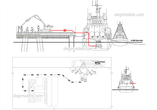 Concrete Mixing Plant on Vessel - DWG, CAD Block, drawing