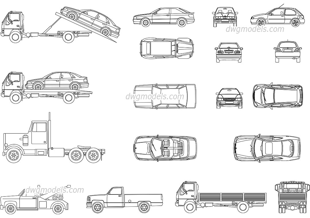 Set of cars dwg, CAD Blocks, free download.