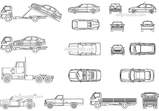Set of cars dwg, cad file download free