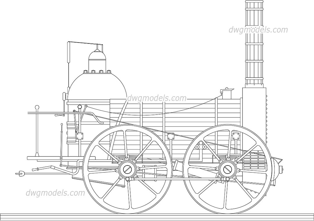 Steam locomotive dwg, CAD Blocks, free download.