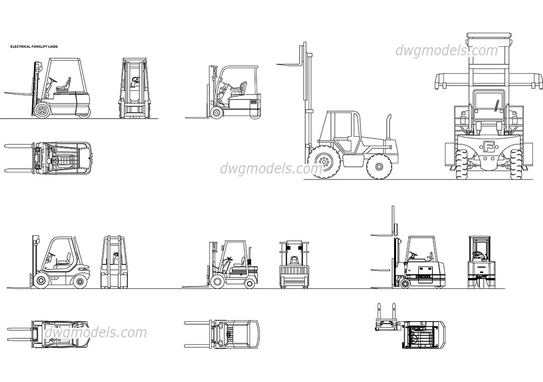 Forklifts dwg, CAD Blocks, free download.