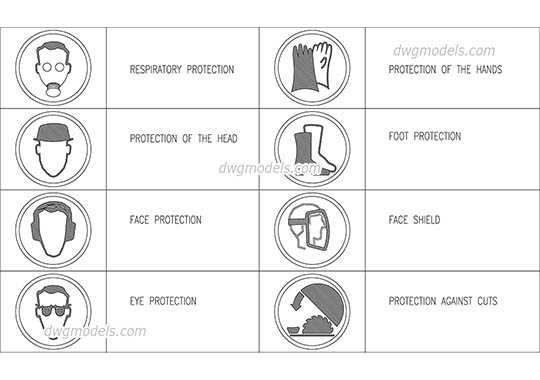 Occupational safety symbols free dwg model