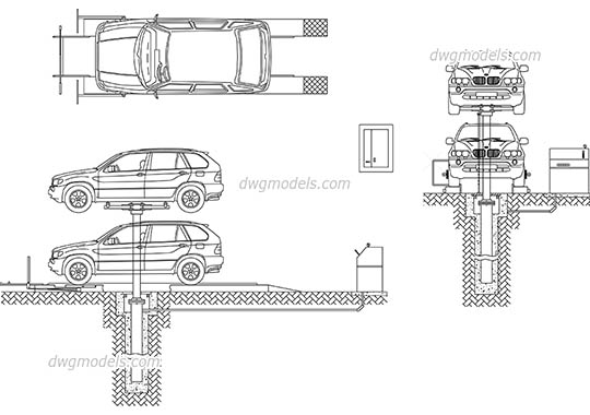 Car lift service - DWG, CAD Block, drawing