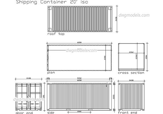Shipping Container - DWG, CAD Block, drawing