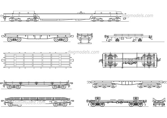 Flat wagon dwg, cad file download free