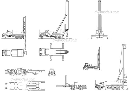 Truck Mounted Well Drilling dwg, cad file download free