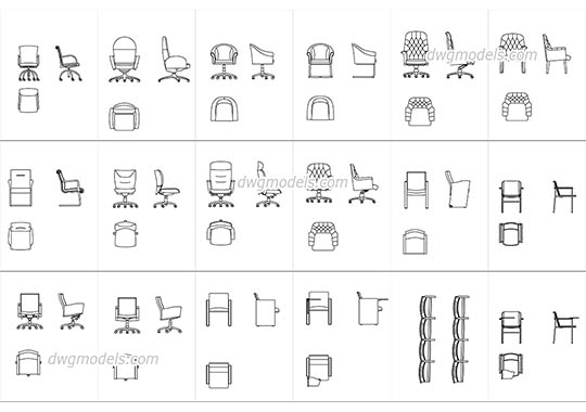 Conference and meeting chairs - DWG, CAD Block, drawing