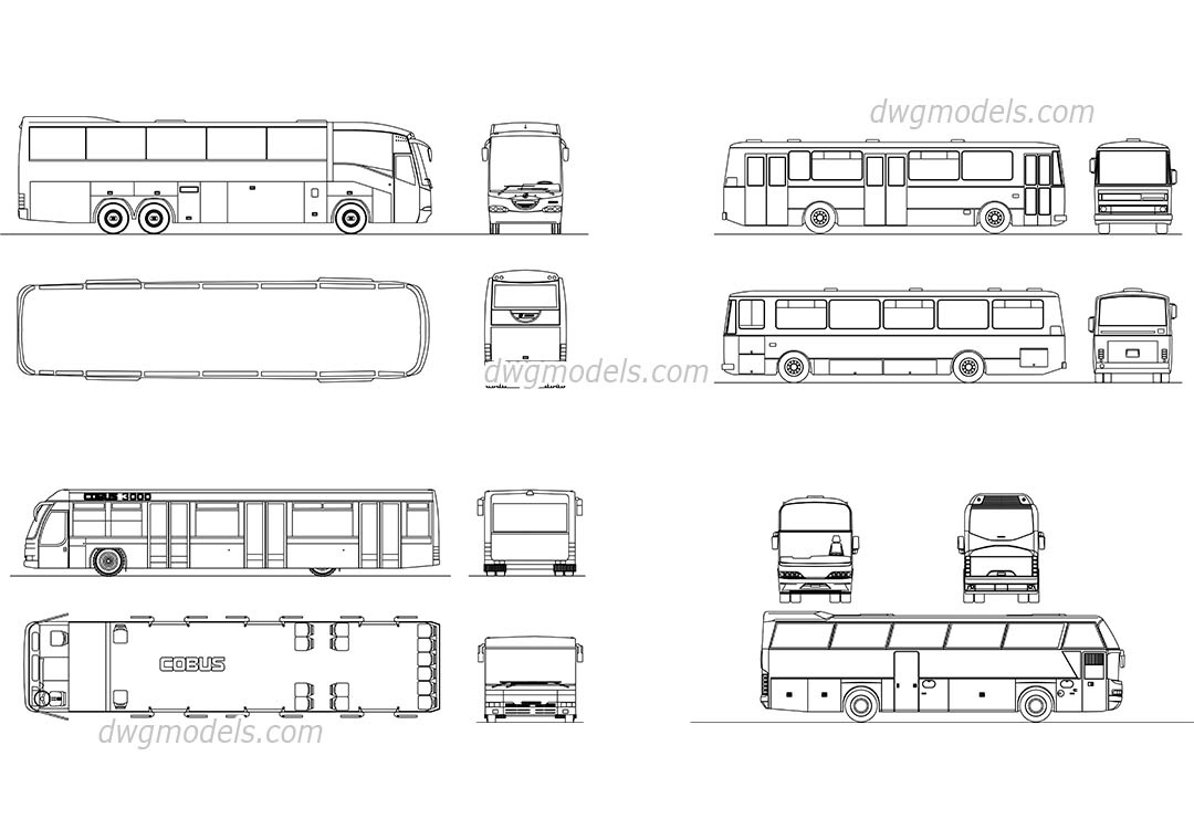Passenger coach dwg, CAD Blocks, free download.