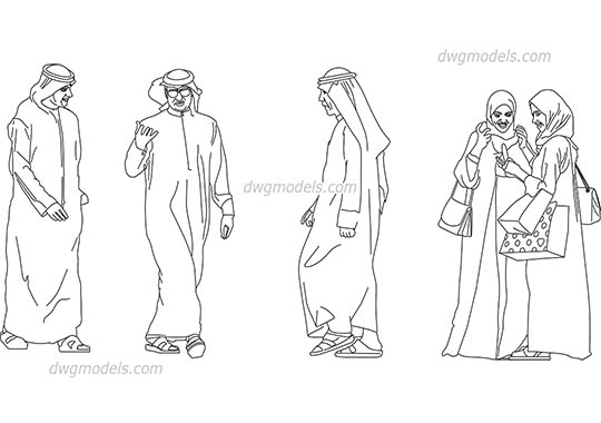 Arab People - DWG, CAD Block, drawing