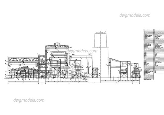 Thermal power station of 1000MW free dwg model