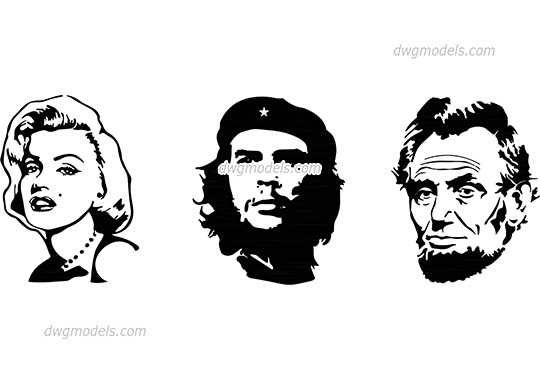 People vector silhouettes dwg, cad file download free