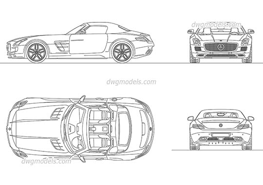 Mercedes-Benz SLS AMG Roadster 2012 - DWG, CAD Block, drawing