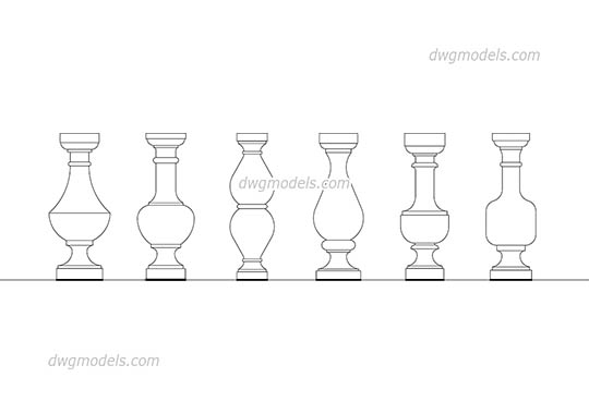Balusters - DWG, CAD Block, drawing
