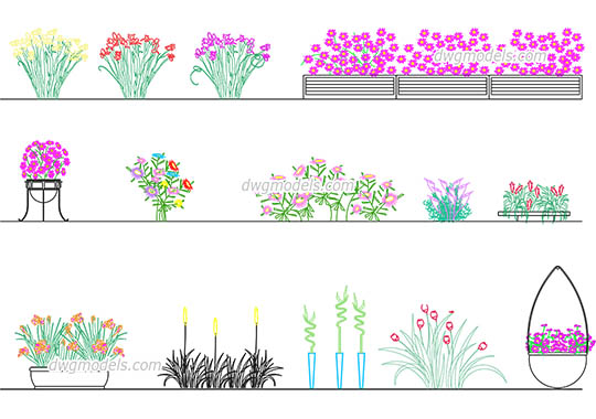Flowers dwg, cad file download free
