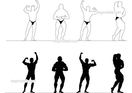 People bodybuilding dwg, cad file download free