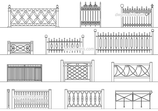 Wrought iron railings 2 free dwg model