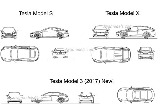 Tesla Set AutoCAD blocks