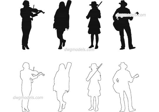 People musicians - DWG, CAD Block, drawing