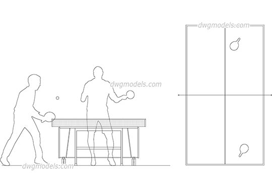 Ping-pong 1 - DWG, CAD Block, drawing