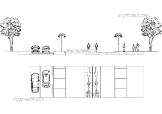Section of the street 2 - DWG, CAD Block, drawing
