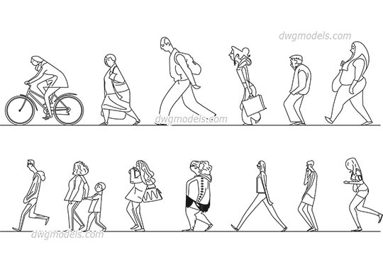 People Stylized 2 dwg, cad file download free