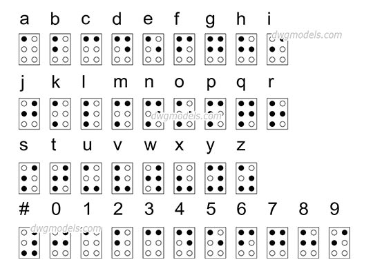 The Braille language - DWG, CAD Block, drawing
