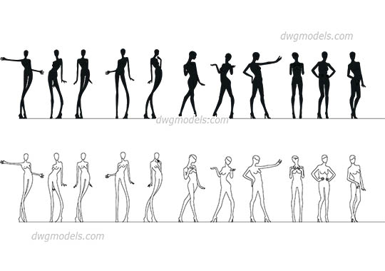 Mannequins Pack - DWG, CAD Block, drawing