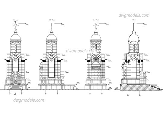 Chapel Elevation dwg, cad file download free